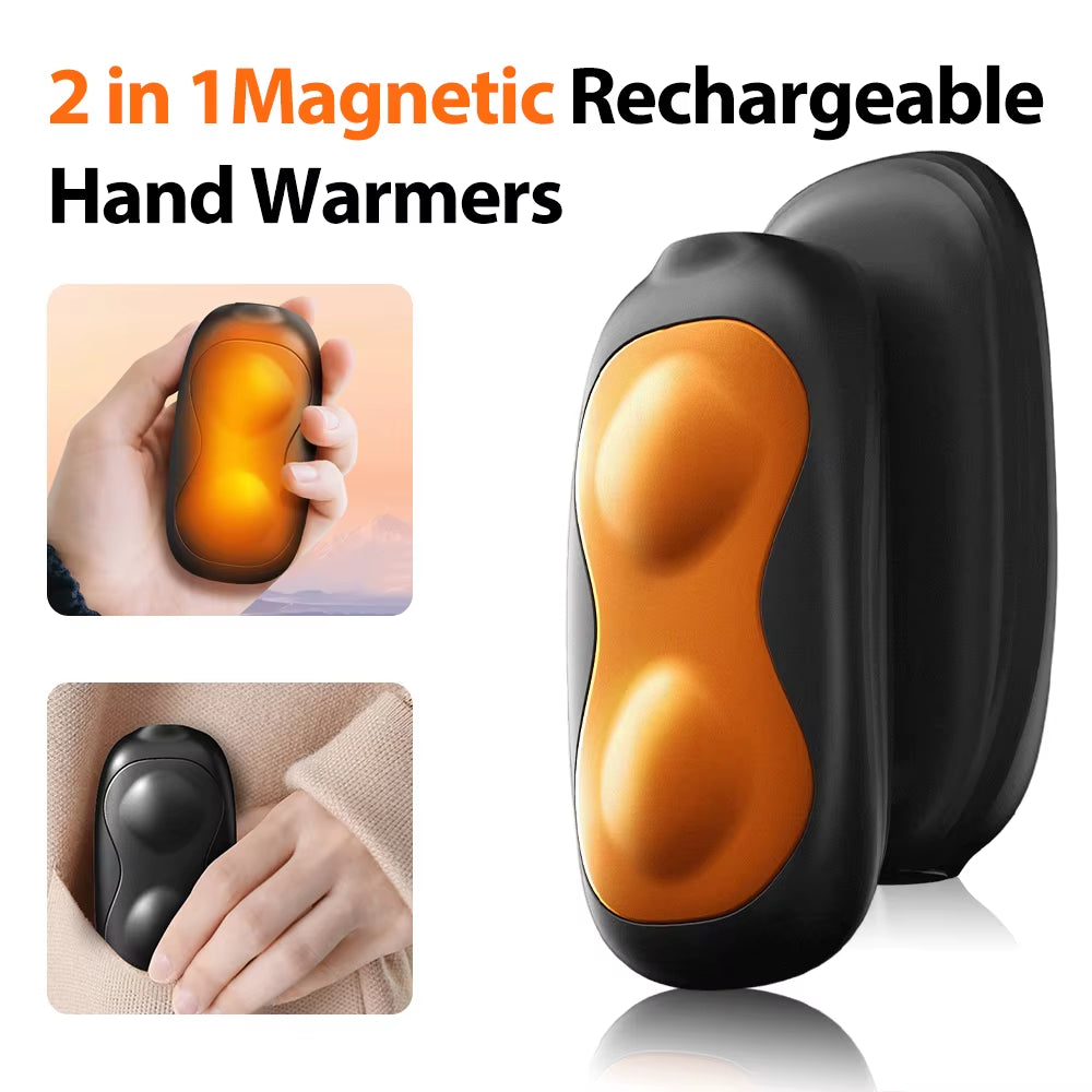 Magnetic Rechargeable Hand Warmers 2 in 1 Rechargeable Hand Warmer Portable Hand Warmer Hunting Golf Camping Gear Warm Gifts