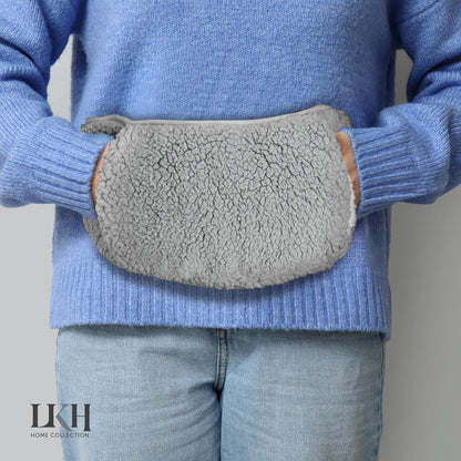 LKH Wearable Hot Water Bottle with Cover UK – 1Litre Wrap around Hot Water Bottles for Adults, Kids, Teens, Women | with Adjustable Belt, Luxurious Sherpa, and Removable Washable Cover