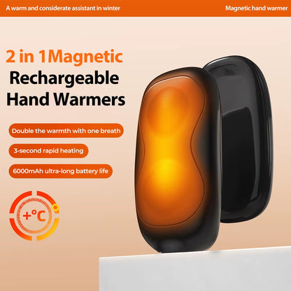 Magnetic Rechargeable Hand Warmers 2 in 1 Rechargeable Hand Warmer Portable Hand Warmer Hunting Golf Camping Gear Warm Gifts