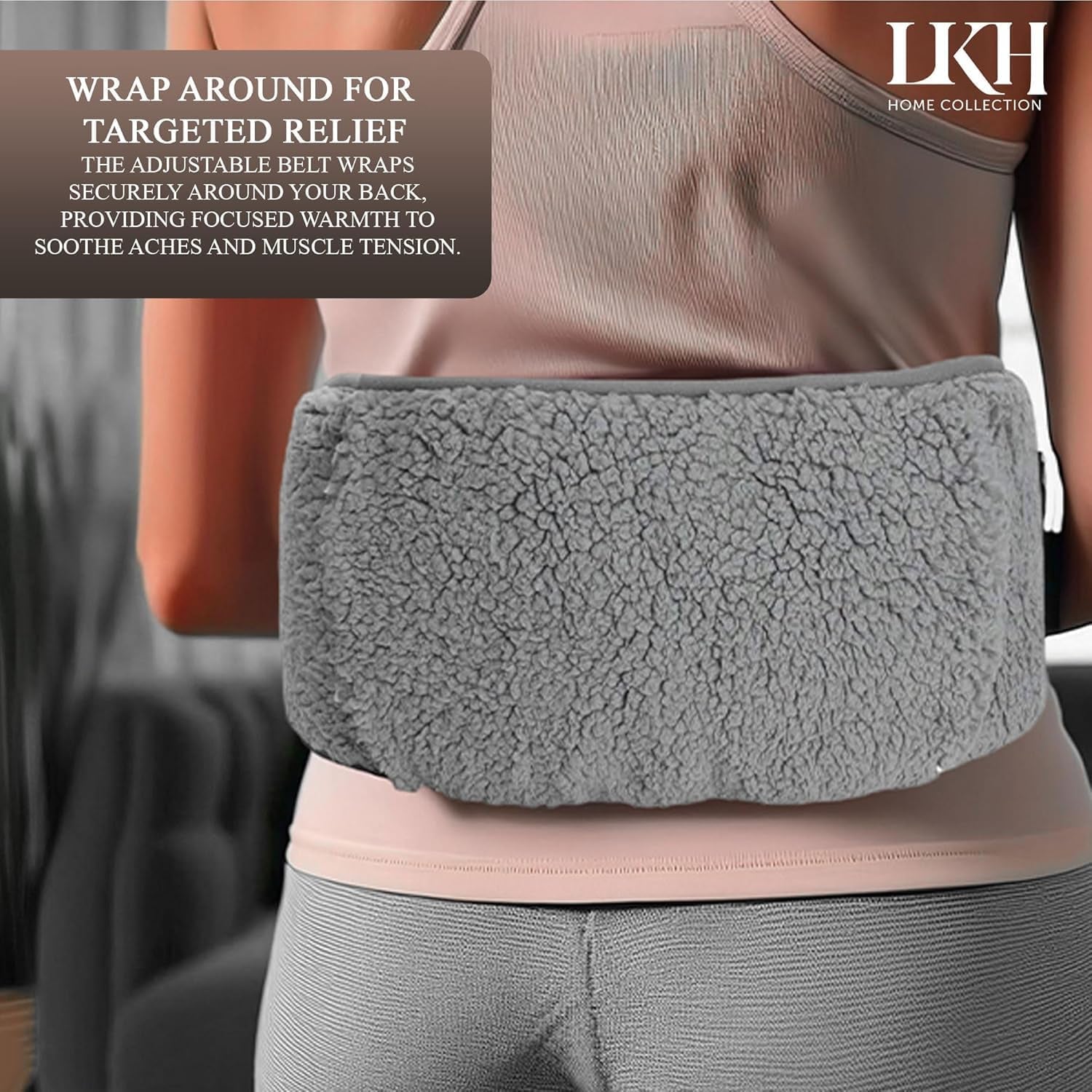 LKH Wearable Hot Water Bottle with Cover UK – 1Litre Wrap around Hot Water Bottles for Adults, Kids, Teens, Women | with Adjustable Belt, Luxurious Sherpa, and Removable Washable Cover