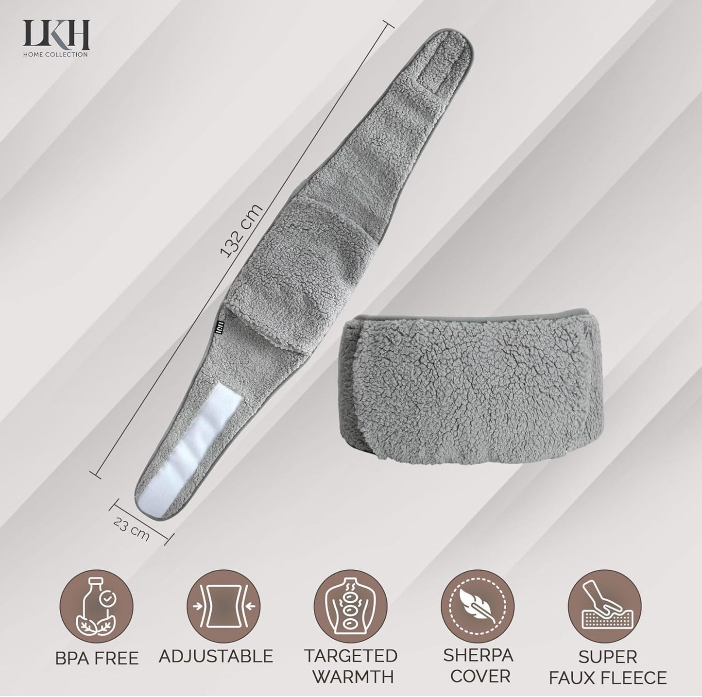 LKH Wearable Hot Water Bottle with Cover UK – 1Litre Wrap around Hot Water Bottles for Adults, Kids, Teens, Women | with Adjustable Belt, Luxurious Sherpa, and Removable Washable Cover