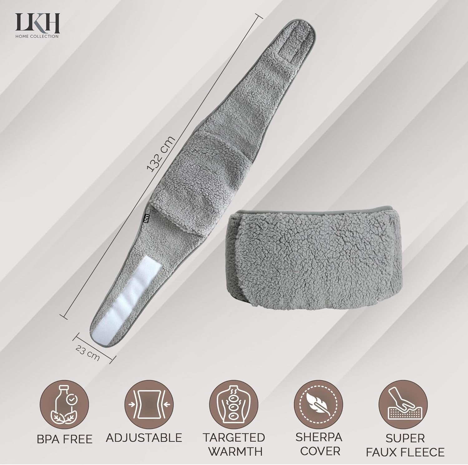 LKH Wearable Hot Water Bottle with Cover UK – 1Litre Wrap around Hot Water Bottles for Adults, Kids, Teens, Women | with Adjustable Belt, Luxurious Sherpa, and Removable Washable Cover